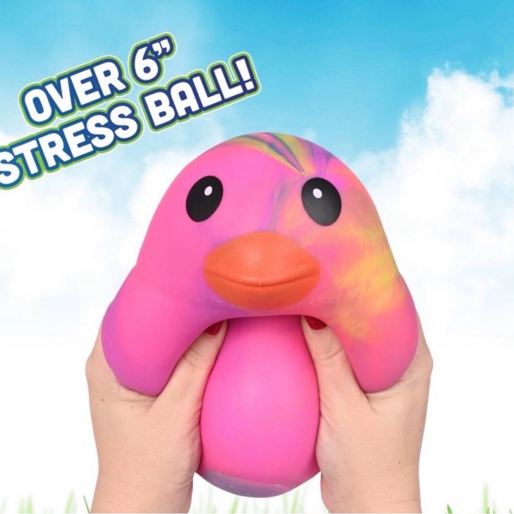 Toymendous Jumbo SQUEEEZY Hot Pink 🩷 Tie Dye Duck Chick 🐣 NEW - Picture 5 of 10